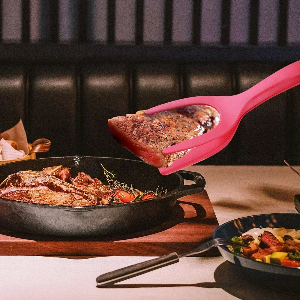2-in-1 Spatula & Tongs | Silicone, Non-Stick Safe