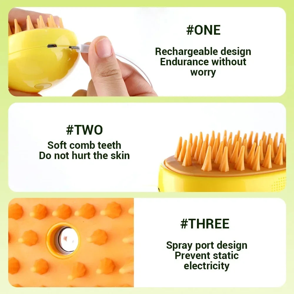 Grooming & Cleaning 3-in-1 Steam Brush for Pets