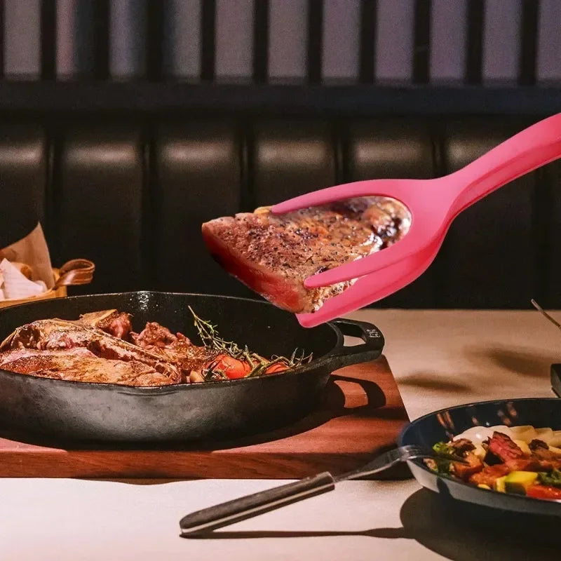 2-in-1 Spatula & Tongs | Silicone, Non-Stick Safe