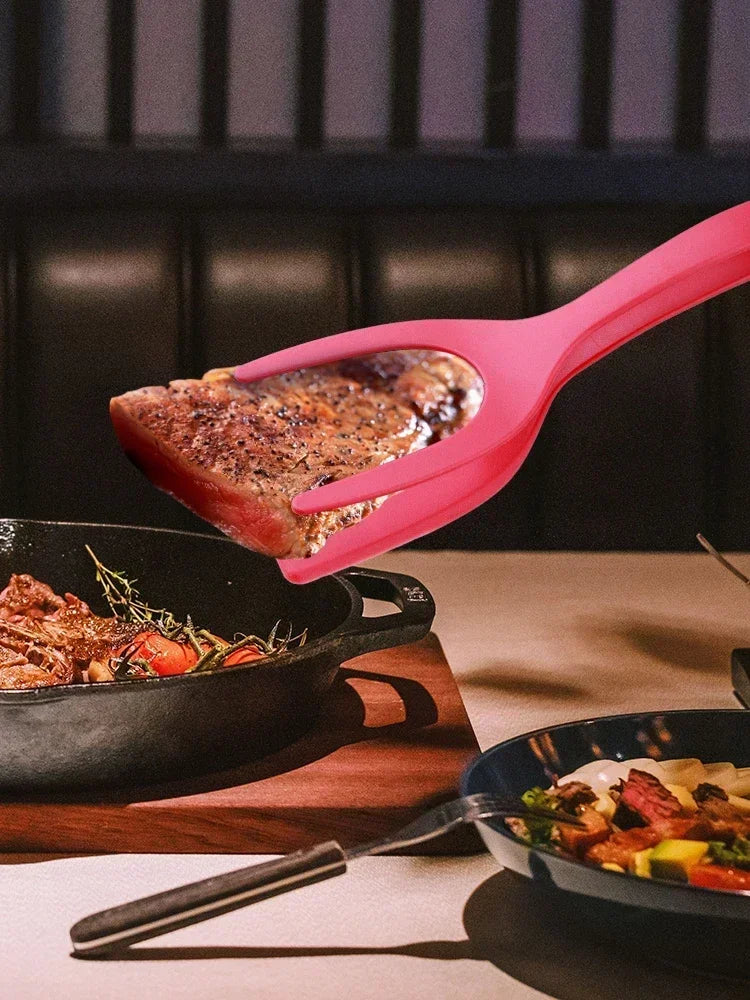 2-in-1 Spatula & Tongs | Silicone, Non-Stick Safe
