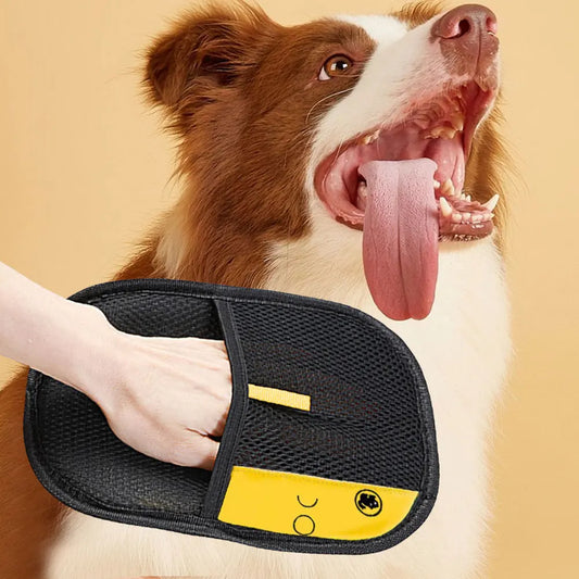 Pair of pet hair remover gloves with perforated mesh and silicone bristles